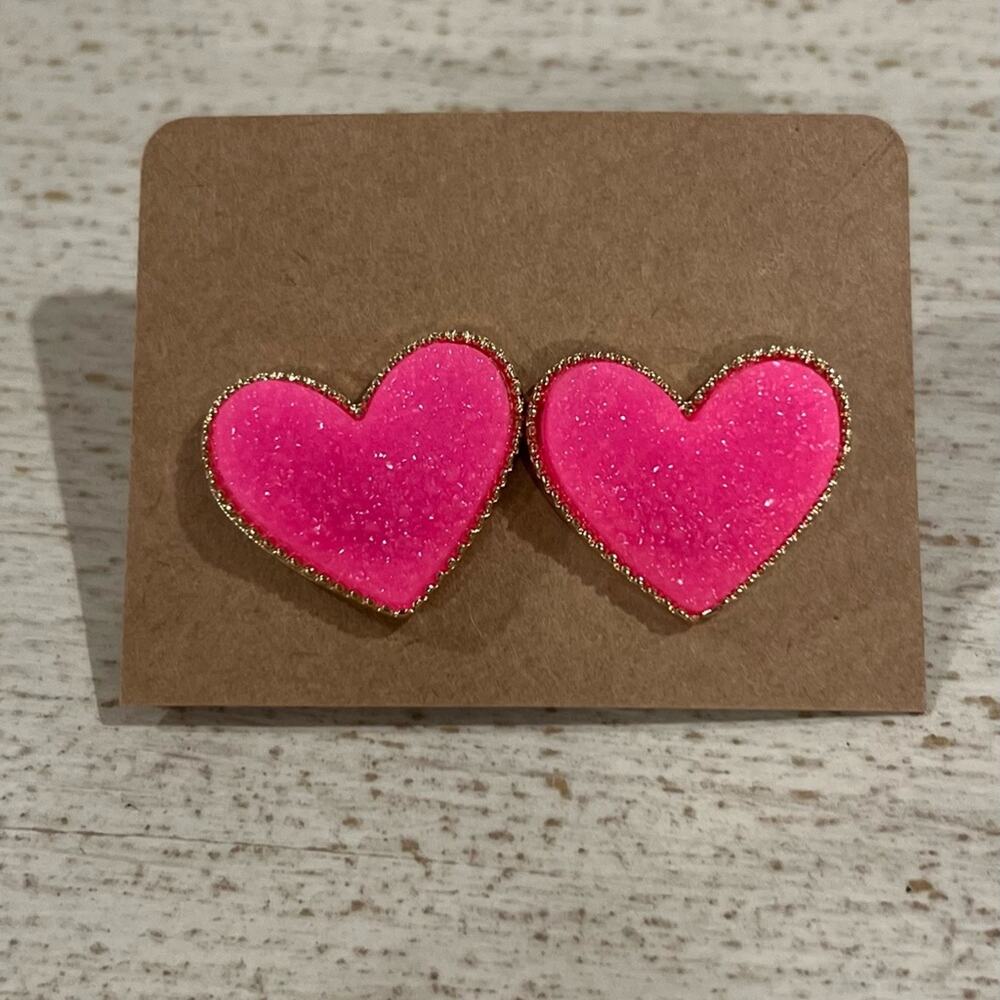 Pink Heart Shaped Earrings NWT
